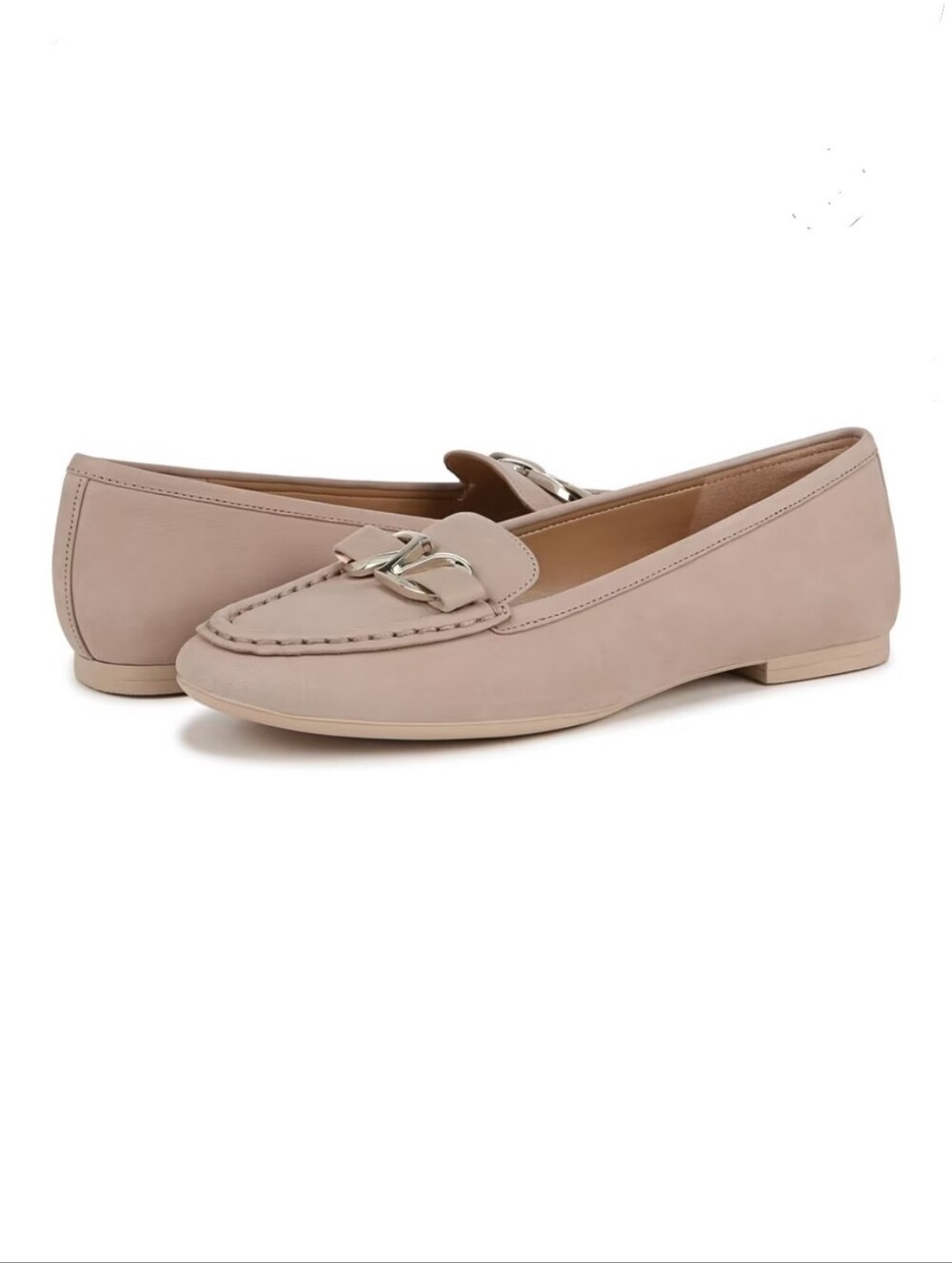 Naturalizer Women's Beige Leather Slip-On Loafer Flats Round Toe Size 6.5 W